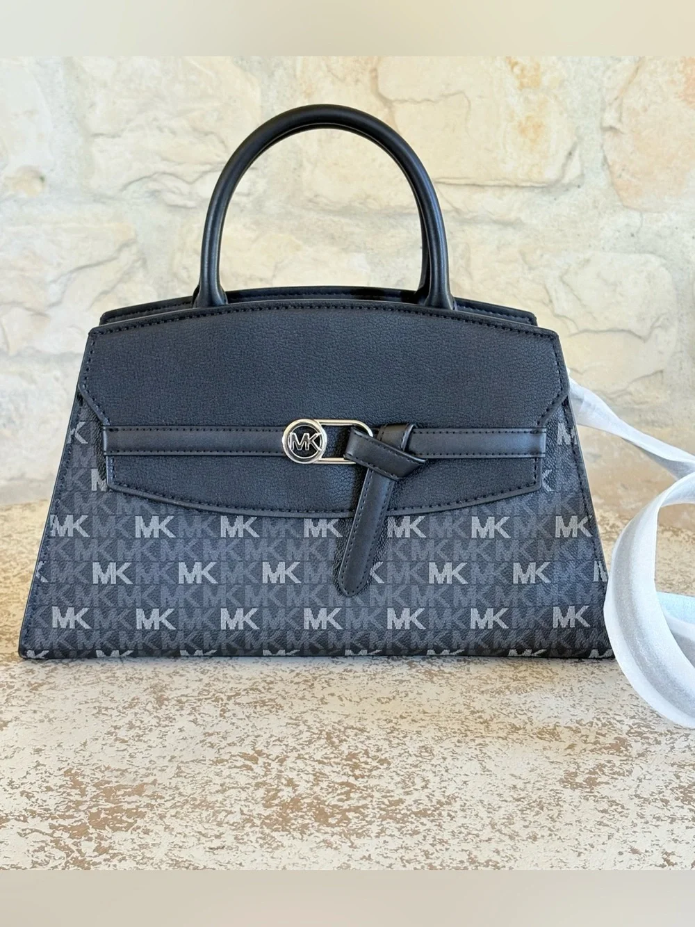 Michael Kors Black MK Logo Top-Handle Satchel
